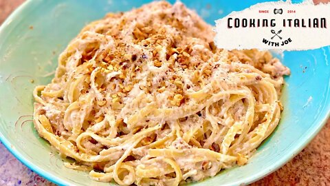 Tagliatelle Pasta with Ricotta Cheese and Walnuts | Cooking Italian with Joe