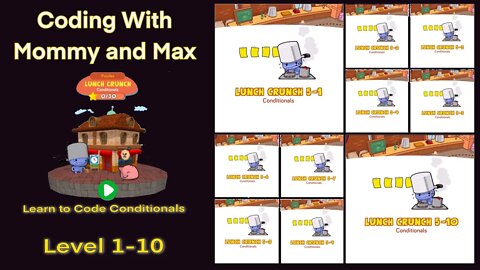 Learn to Code Conditionals Gameplay | CodeSpark Puzzles Lunch Crunch 5 1-10 | Coding Game for kids