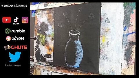 "Flower Vase Study" Oil on canvas with Black Gesso 11x14 demonstration on shading, red yellow, blue