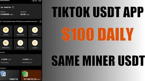 TikTok USDT Earning App || Same As Miner USDT App || Earn $100 Daily || Long-Term Site