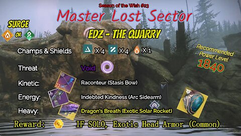 Destiny 2 Master Lost Sector: EDZ - The Quarry on my Solar Warlock 3-27-24