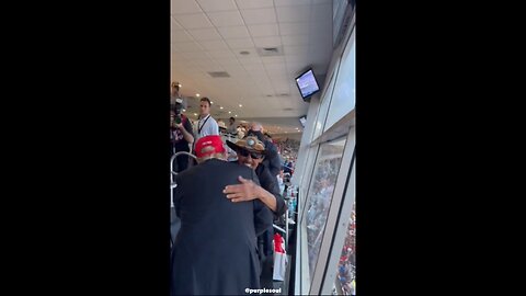 President Donald J. Trump says hello to Richard Petty at the Coca-Cola 600.