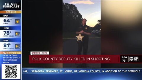 Polk County Deputy, 21, killed while serving warrant in Polk City: Sheriff