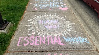 Sidewalk art brings very positive thoughts during coronavirus pandemic