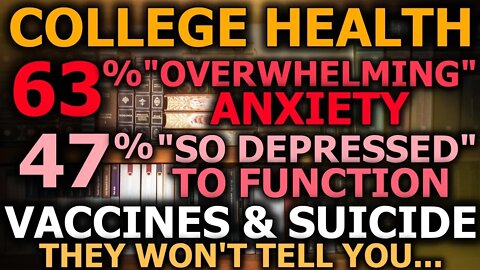 College Health: They Don't Want YOU To Know! 63% Anxiety, 47% Depression, 12% Suicidal!