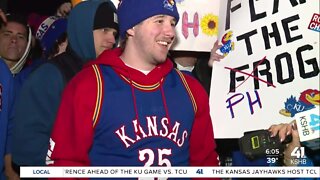 Kansas Jayhawk fans wake up early to rally for ESPN College GameDay