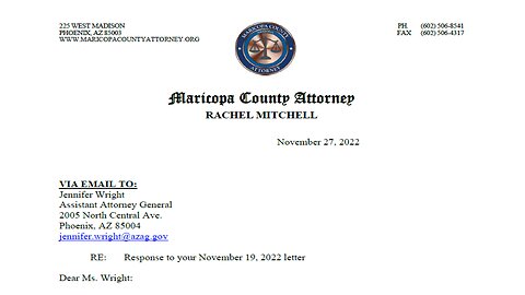 Maricopa County Attorney's Response to Arizona AG's Office