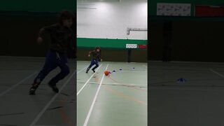 practicing football shooting technique
