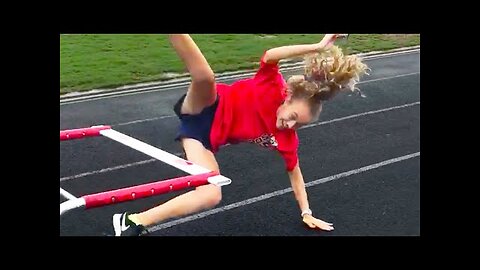 FUNNY99TEAM | GIRL FALLS OVER HURDLE | GIRL FAILS