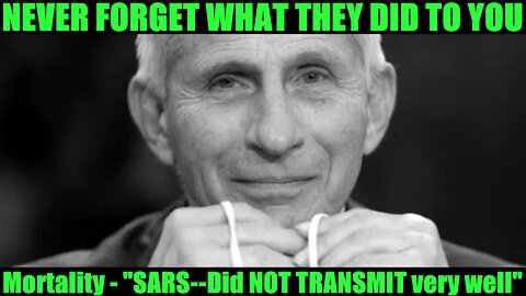 Fauci RECAP: Mortality - "SARS--Did NOT TRANSMIT very well" -- February 11, 2020