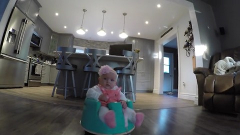 Baby Loves To Ride On A Vacuum Robot