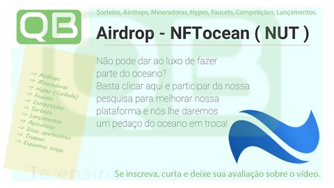 #Airdrop - #NFTocean ( #NUT) - #Formulário ainda ativo, mas acabou 01/06/2022