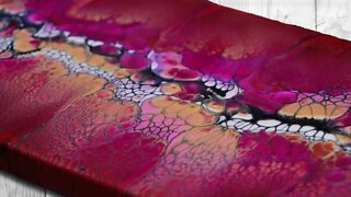 Simple Swipe Painting with Pinks, Reds, and Gold Acrylic Pour Paint | for Feb Contest