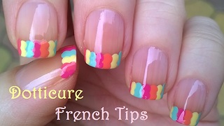Colorful Dot French Tip Nails