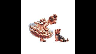 LITTLE GIRL WITH A DOG Cross Stitch Pattern by Welovit | welovit.net | #welovit