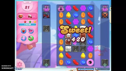 Candy Crush Level 1492 Audio Talkthrough, 3 Stars, Helmet