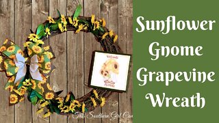 Wonderful Wreaths: Sunflower Gnome Grapevine Wreath | Free Gnome Printable