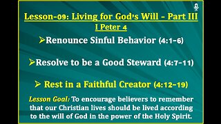I Peter Lesson-09: Living for God’s Will - Part III