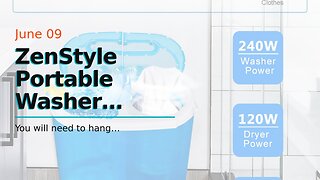 ZenStyle Portable Washer Compact Twin Tub 9.9 LB Mini Top Load Washing Machine Washer/Spinner w...