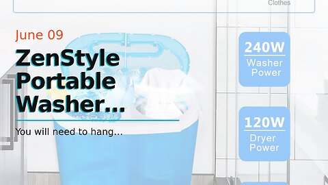 ZenStyle Portable Washer Compact Twin Tub 9.9 LB Mini Top Load Washing Machine Washer/Spinner w...