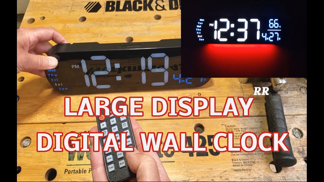 Wall Clock Rumble 13.7 inch Large Display Digital Wall Clock, Tons of Features