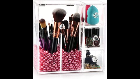 HBlife Clear Makeup Brush Holder Organizer, Acrylic Cosmetic Brushes Storage with 3 Slots, Eyel...