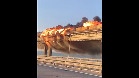 Explosion at bridge to Crimea on Oct. 8, 2022