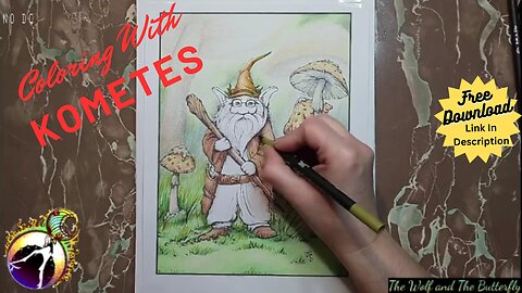 Free Download - Color This Whimsical Gnome With Kometes #coloringpages #adultcoloringart