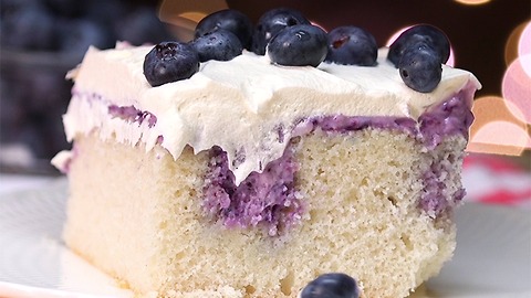 Blueberry Cheesecake Poke Cake