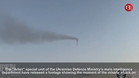 Moment Ukrainian missile strikes Russian military plane in Black Sea