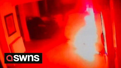 Terrifying moment hoverboard battery explodes sparking huge blaze