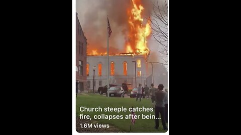 Church steeple catches fire, collapses after being struck by lightning #Shorts