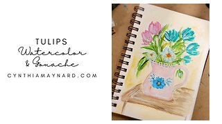 Pitcher of Tulips Painting in Watercolor & Gouache