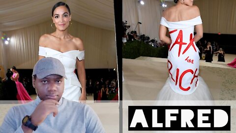 AOC The Multi-Millionaire Socialist Wears Tax The Rich Dress To Virtue Signal At Met Gala