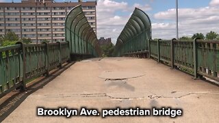 Video shows concrete damage on Brooklyn Ave. pedestrian bridge