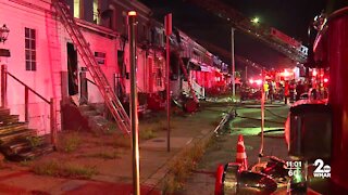 Six row homes involved in fire Thursday night in Baltimore