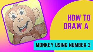 How To Draw A Monkey With Number 3 |VERY EASY, Turn Number 3 Into Monkey|Draw Monkey From Number 3