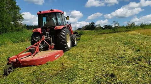 Bush Hog Mowing crp with the Branson tractor (65 HP Rehab tractor)