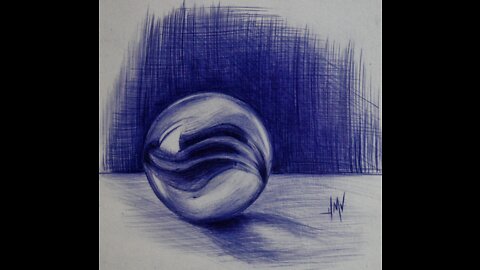 Ballpoint Pen Drawing of a Marble