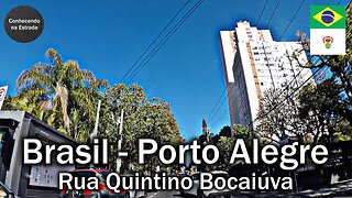 🚗 🌞 Dirigindo por Porto Alegre, rua Quintino Bocaiúva.