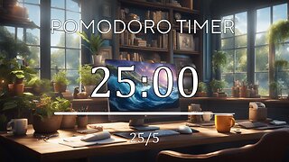 25/5 Pomodoro Timer 🦋 Calming Piano + Frequency for Relaxing, Studying and Working 🦋