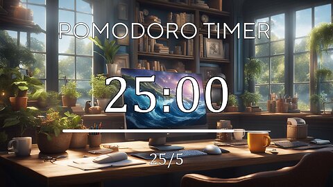 25/5 Pomodoro Timer 🦋 Calming Piano + Frequency for Relaxing, Studying and Working 🦋