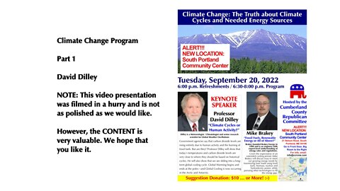 Climate Change: Part 1: Prof. David Dilley: Climate Cycles or Human Activity?