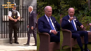 Biden ignores questions from the press at 10 Downing Street.