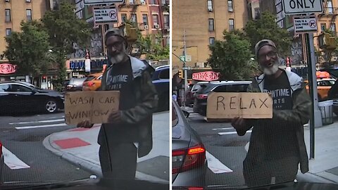 Manhattan Beggar Has Creative Cart Sign That Charms Donations