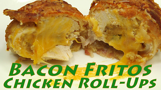 Bacon wrapped frito chicken roll ups