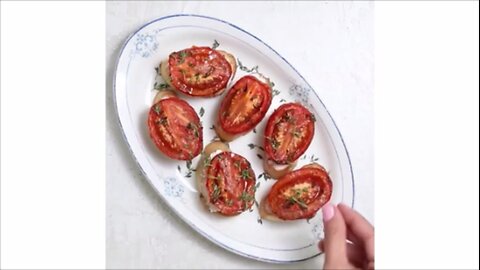 Cheese and Roasted tomatoes topped crostini