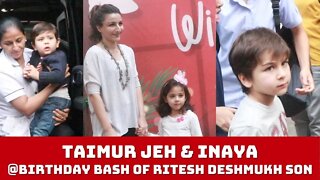 Taimur Khan, Jeh Khan & Inaaya Kemmu Reached At Ritesh Deshmukh Sons Birthday Party