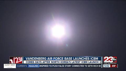 Missile test conducted at Vandenberg Air Force Base Wednesday morning