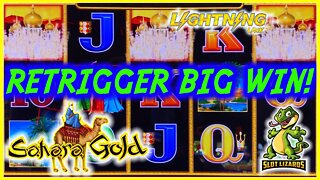 SO MUCH FUN! BIG WIN RETRIGGER BONUS! Lightning Link Sahara Gold Slot